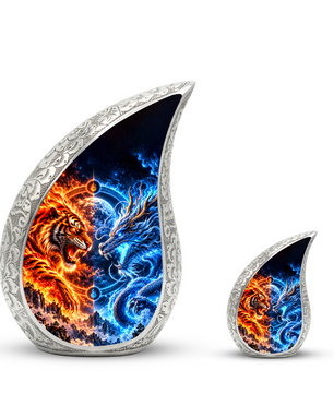 Tiger and Dragon Cremation Urn for Ashes, Fire and Ice Memorial Urn
