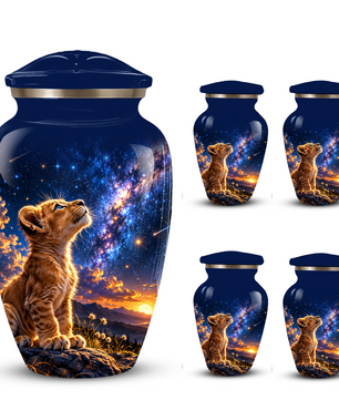 Personalized Cat Cremation Urn for Ashes, Galaxy Cat Adult Memorial Urn, Custom Pet Urn