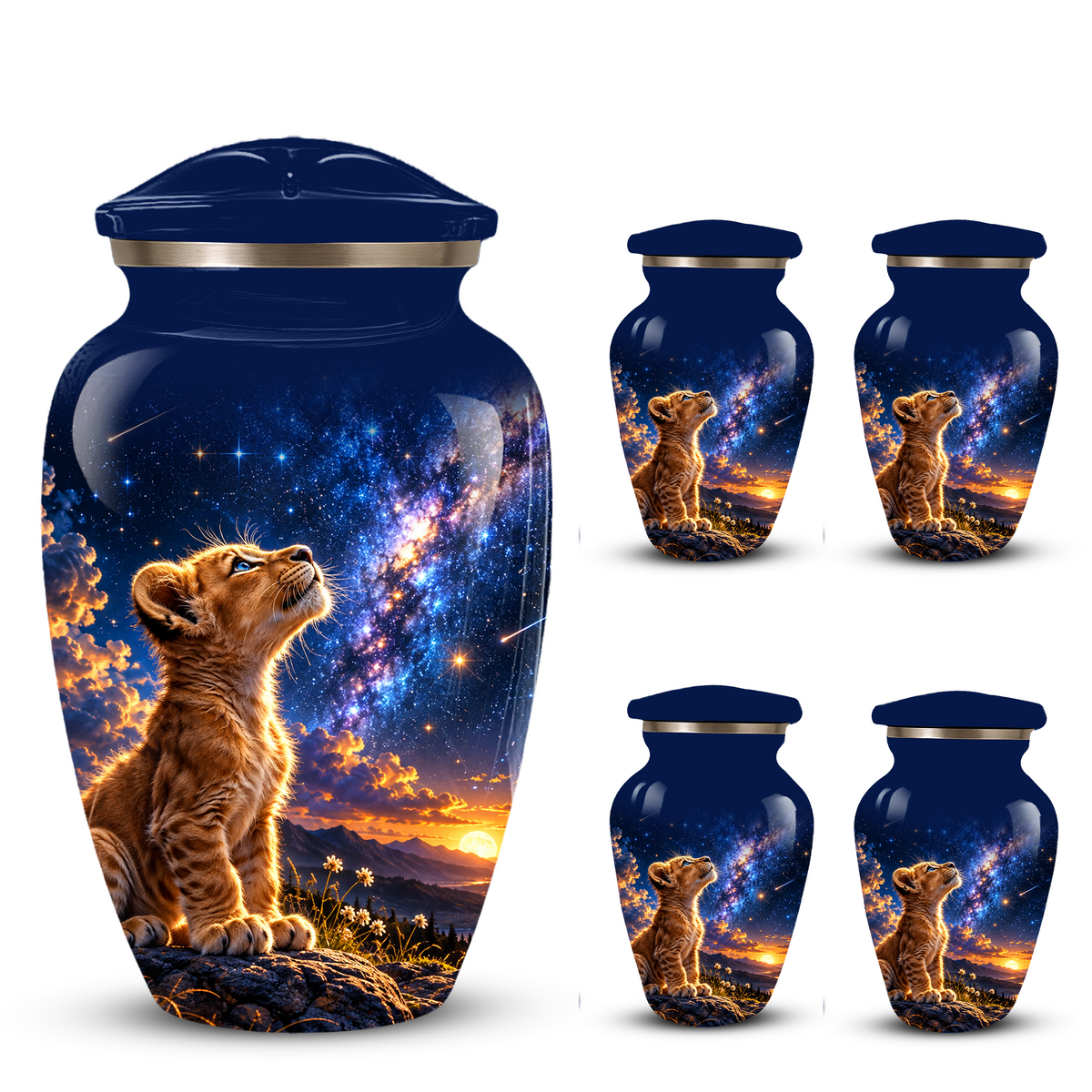 Personalized Cat Cremation Urn for Ashes, Galaxy Cat Adult Memorial Urn, Custom Pet Urn