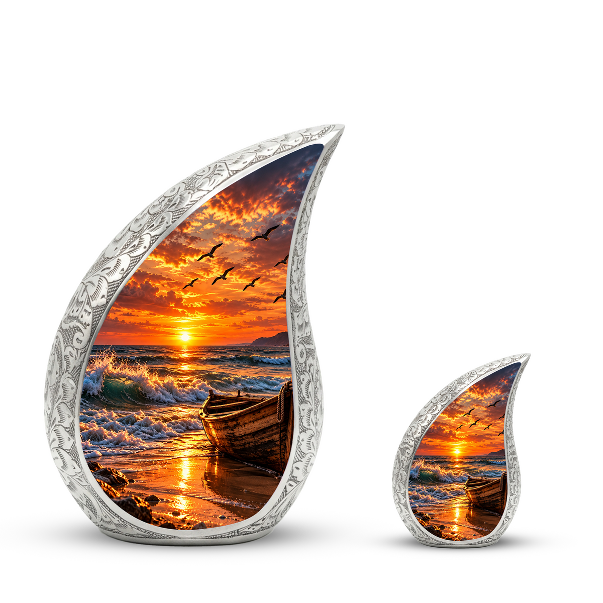Ocean Sunset Cremation Urn for Adult Ashes, Beach Memorial keepsake Urn