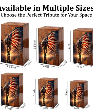 Military Wooden Cremation Urn – Patriotic Memorial Urn for Human Ashes