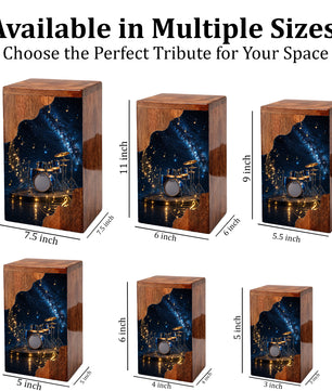 Music Memorial Wooden Cremation Urn – Drum Set Memorial Urn