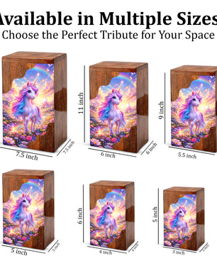 Unicorn Wooden Cremation Urn – Personalized Memorial Urn for Human Ashes