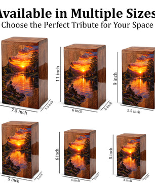 Gone Fishing Wooden Cremation Urn – Fishing Memorial Urn for Human Ashes