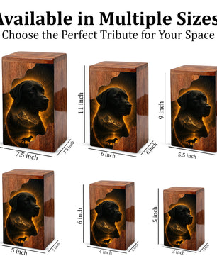 Black Labrador Wooden Cremation Urn for Human Ashes | Personalized Dog Memorial Urn
