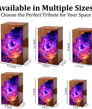 Butterfly Urn, Wooden Cremation Urn for Human Ashes