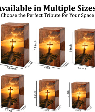 Christian Cross Wooden Cremation Urn – Personalized Memorial Urn for Human Ashes