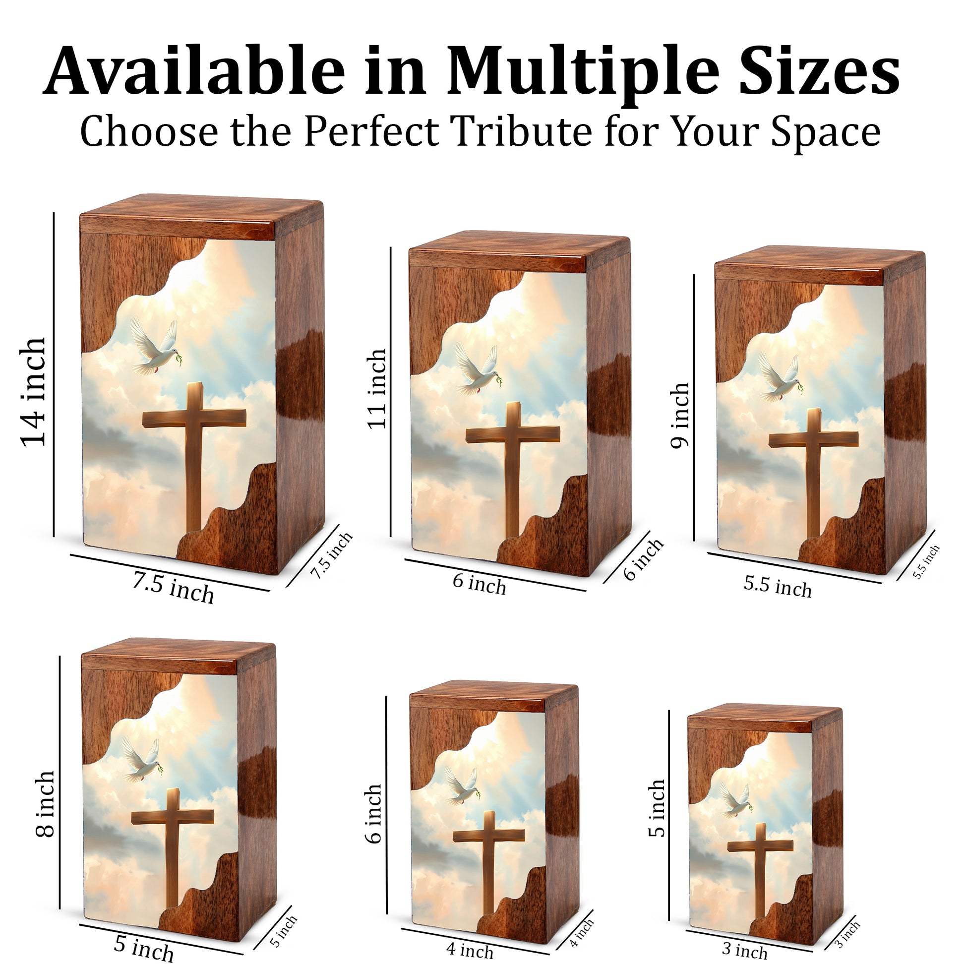 Wooden Cremation Urn – Cross Memorial Urn | Christian Wooden Urn for Ashes