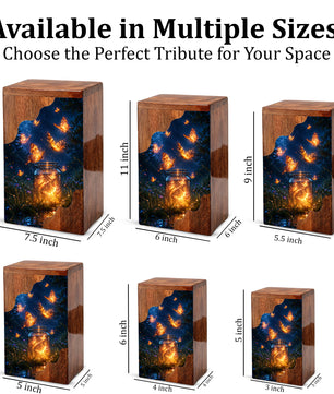 Butterfly Wooden Cremation Urn – Glowing Butterfly Memory Jar Memorial Urn for Human Ashes