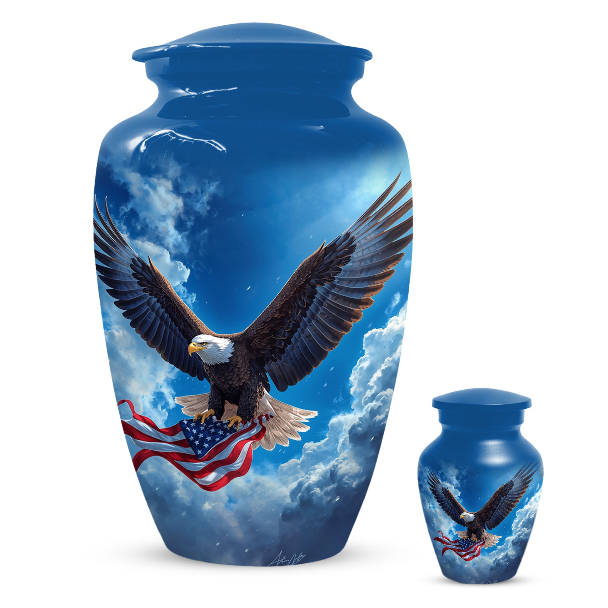 Patriotic Eagle Urn for Human Ashes | Flying Bald Eagle Adult Cremation Urn