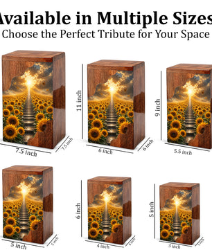 Sunflower Wooden Cremation Urn for Mom | Personalized Urn for Human Ashes