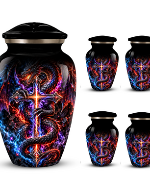 Adult Cremation Urn – Dragon & Cross Memorial Urn for Adult Ashes