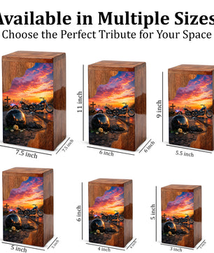 Motorcycle Memorial Wooden Cremation Urn – Wooden Urn for Human Ashes