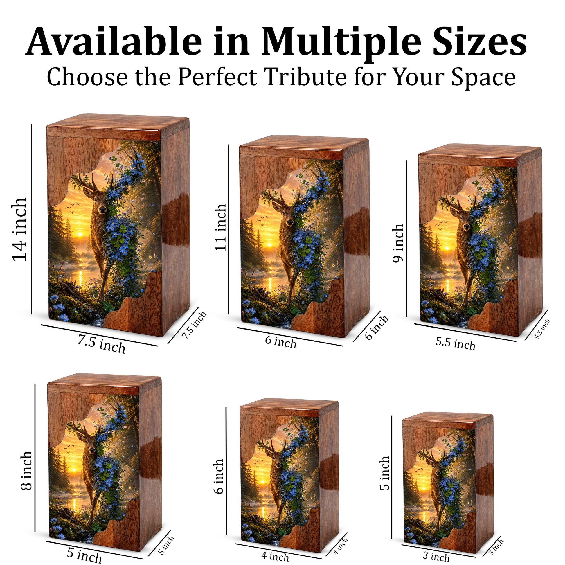 Deer Wooden Cremation Urn – Nature Memorial Urn for Human Ashes