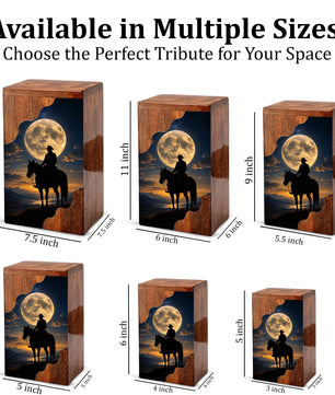 Cowboy Wooden Cremation Urn for Human Ashes