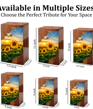 Sunflower Wooden Cremation Urn for Mom | Personalized Urn for Human Ashes