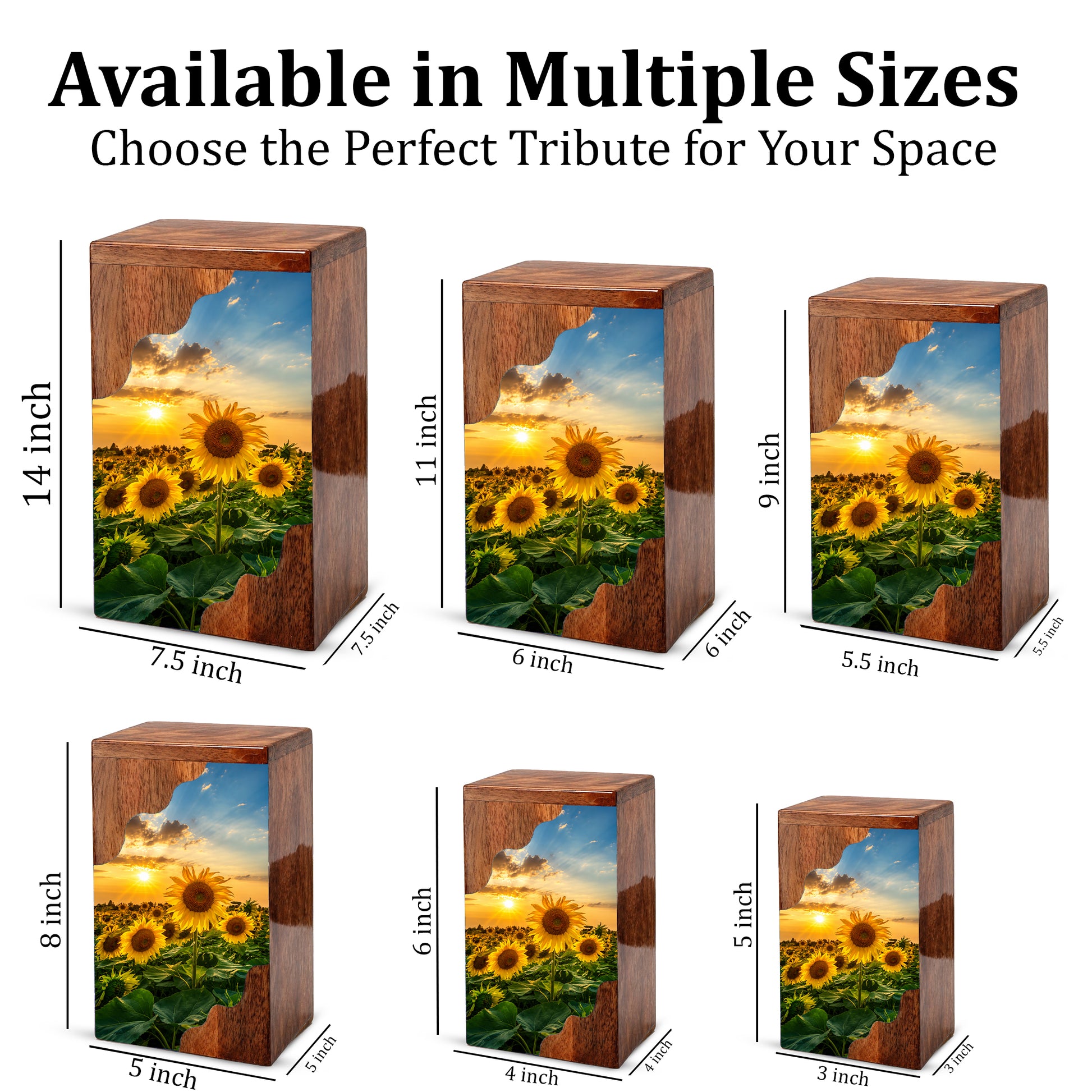 Sunflower Wooden Cremation Urn for Mom | Personalized Urn for Human Ashes