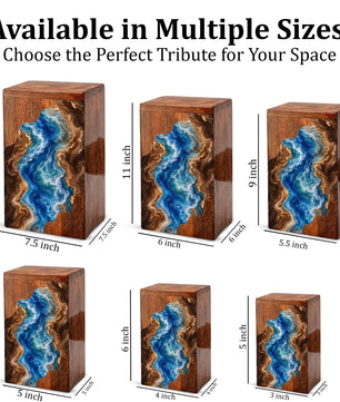 Ocean Wooden Cremation Urn – Wooden Urn for Human Ashes