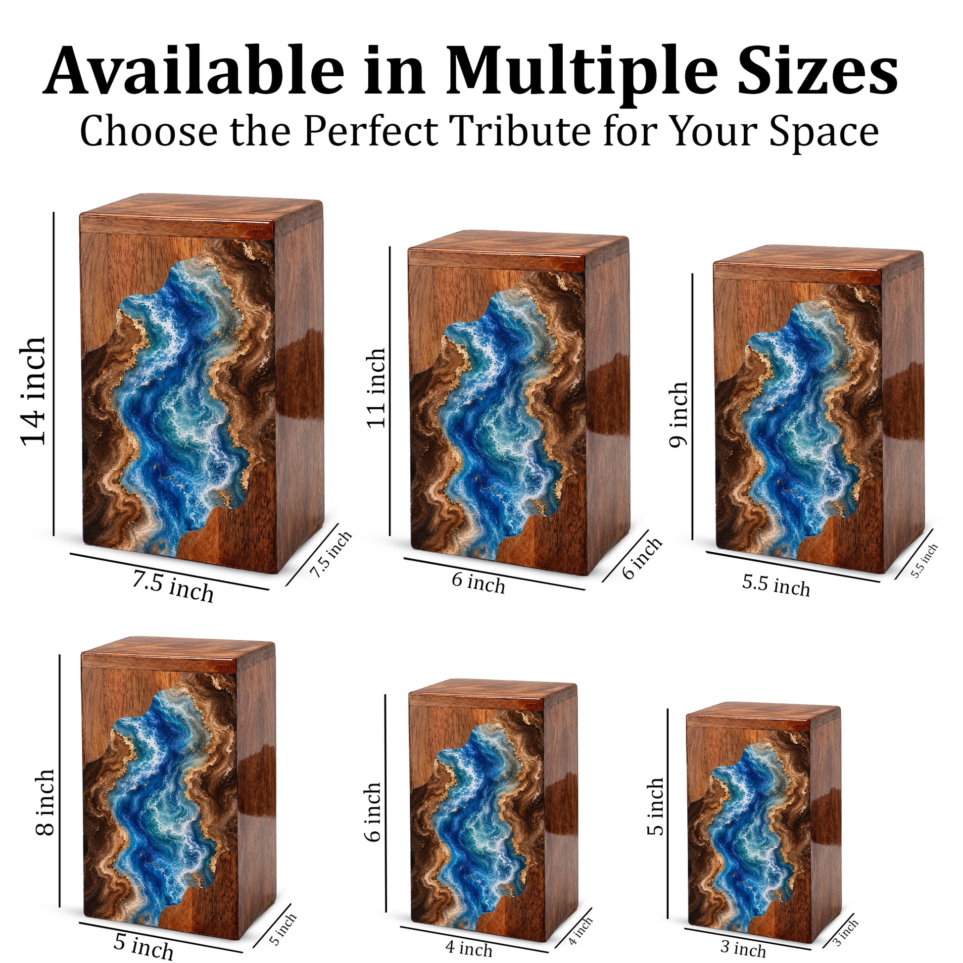 Ocean Wooden Cremation Urn – Wooden Urn for Human Ashes