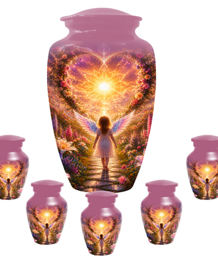 Angel Wing Cremation Urn for Mom - Heavenly Garden memorial urn for Women