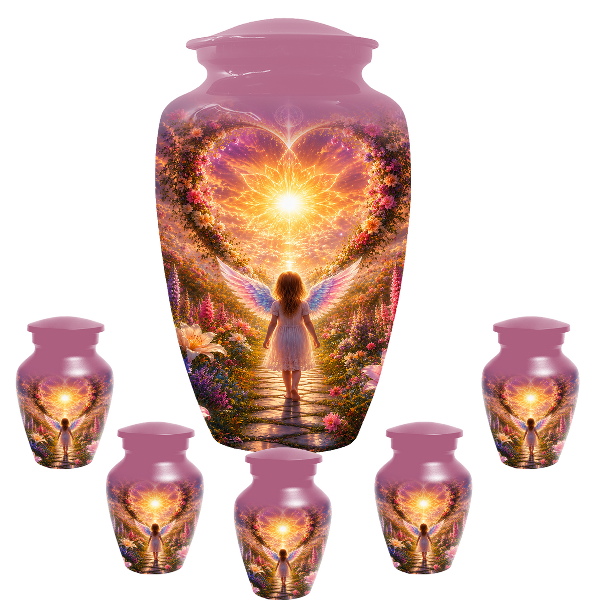 Angel Wing Cremation Urn for Mom - Heavenly Garden memorial urn for Women