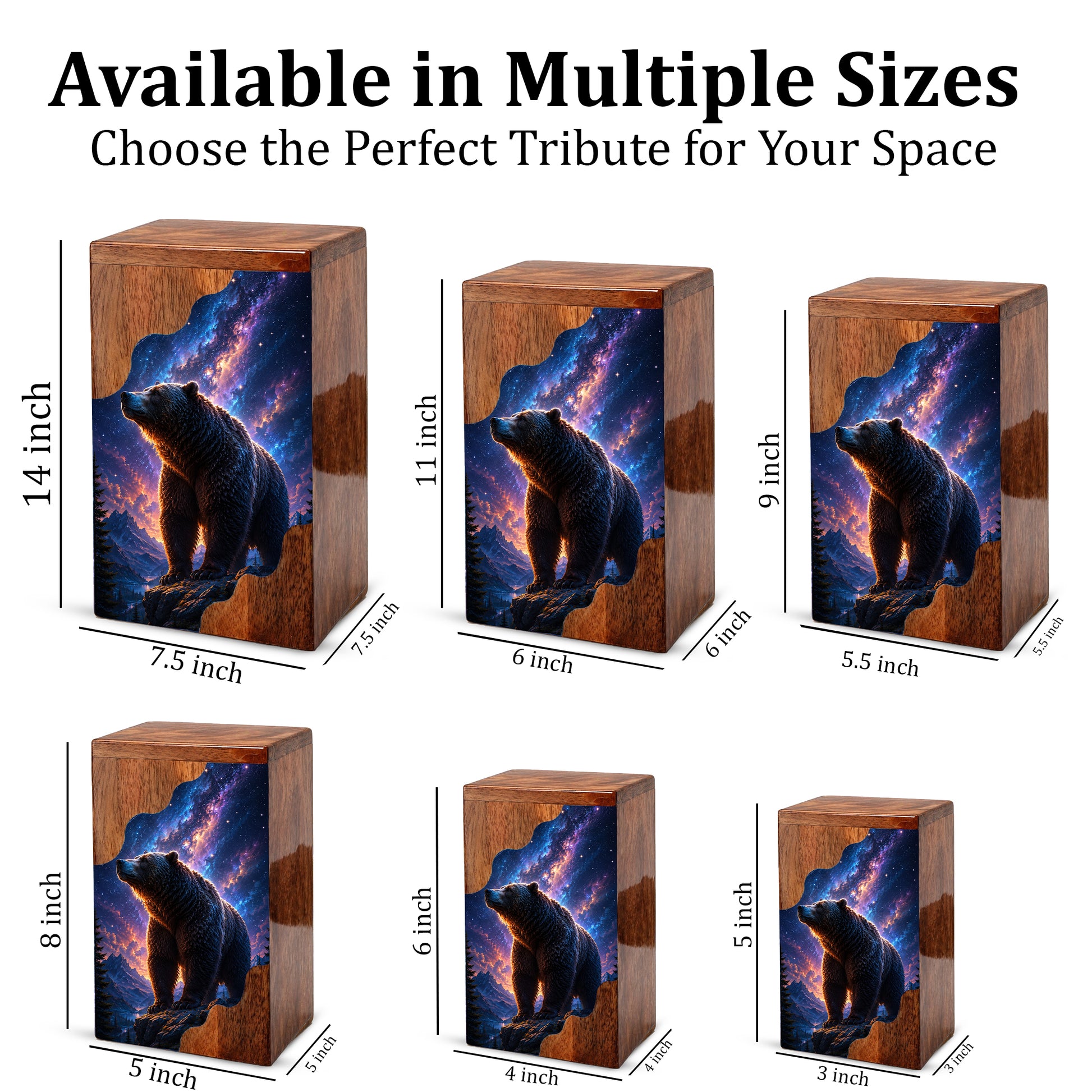 Bear Wooden Cremation Urn – Personalized Memorial Urn for Human Ashes
