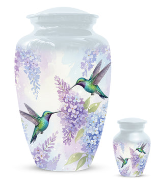 Hummingbird Floral Adult Urn for Human Ashes | Personalized Adult Cremation Urn