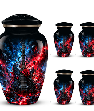 Personalized Electric Guitar Cremation Urn for Ashes, Black Adult  Memorial Urn, Music Lover Tribute Urn