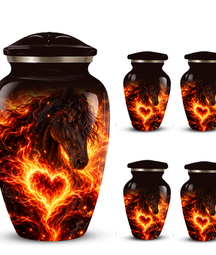 Personalized Horse Cremation Urn for Ashes, Fiery Horse Memorial Urn, Custom Equine Urn