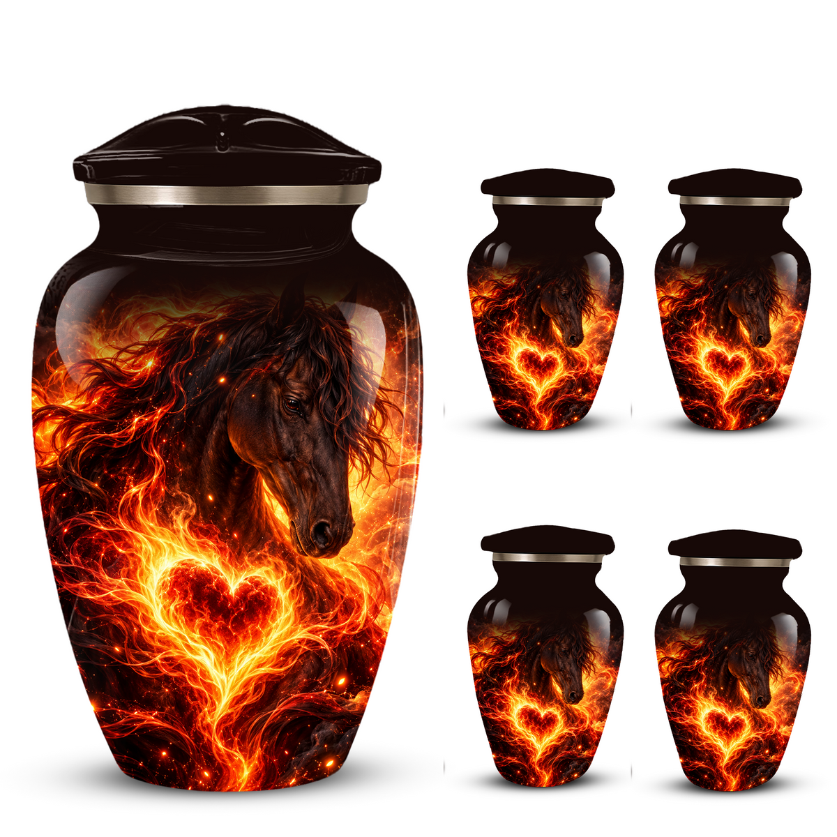 Personalized Horse Cremation Urn for Ashes, Fiery Horse Memorial Urn, Custom Equine Urn