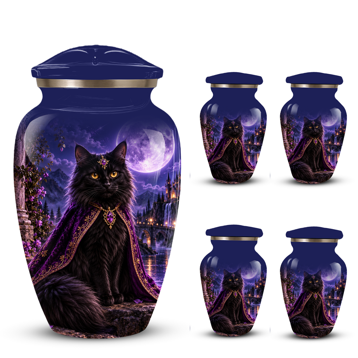 Personalized Cat Urn for Ashes | Custom Pet Urn for Cats | Handmade Metal Cat Memorial Urn