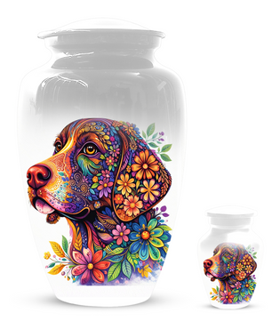 Personalized Dog Cremation Urn for Ashes | Custom Pet Memorial Urn | Colorful Floral Dog Urn |