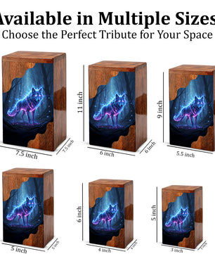 Wooden Cremation Urn – Spirit Wolf Memorial Urn | Custom Wooden Memorial Urn for Dad