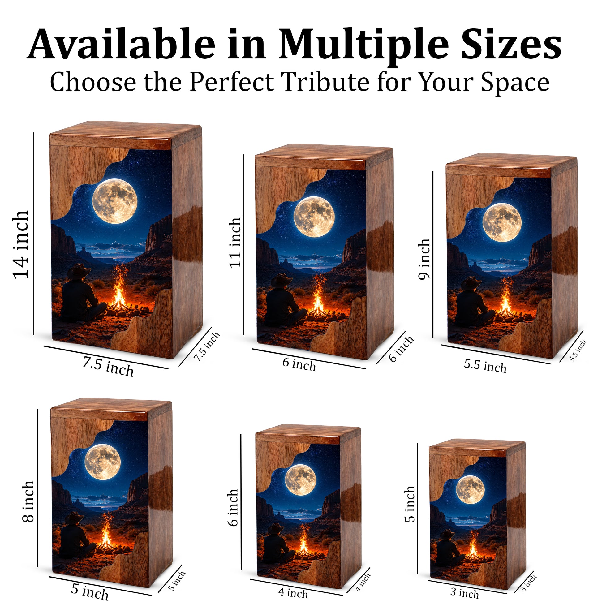 Cowboy Wooden Cremation Urn for Human Ashes – Personalized Western Memorial Urn