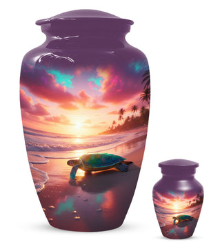 Sea Turtle Urn for Human Ashes | Beach Themed Adult Cremation Urn, Ocean Memorial Urn