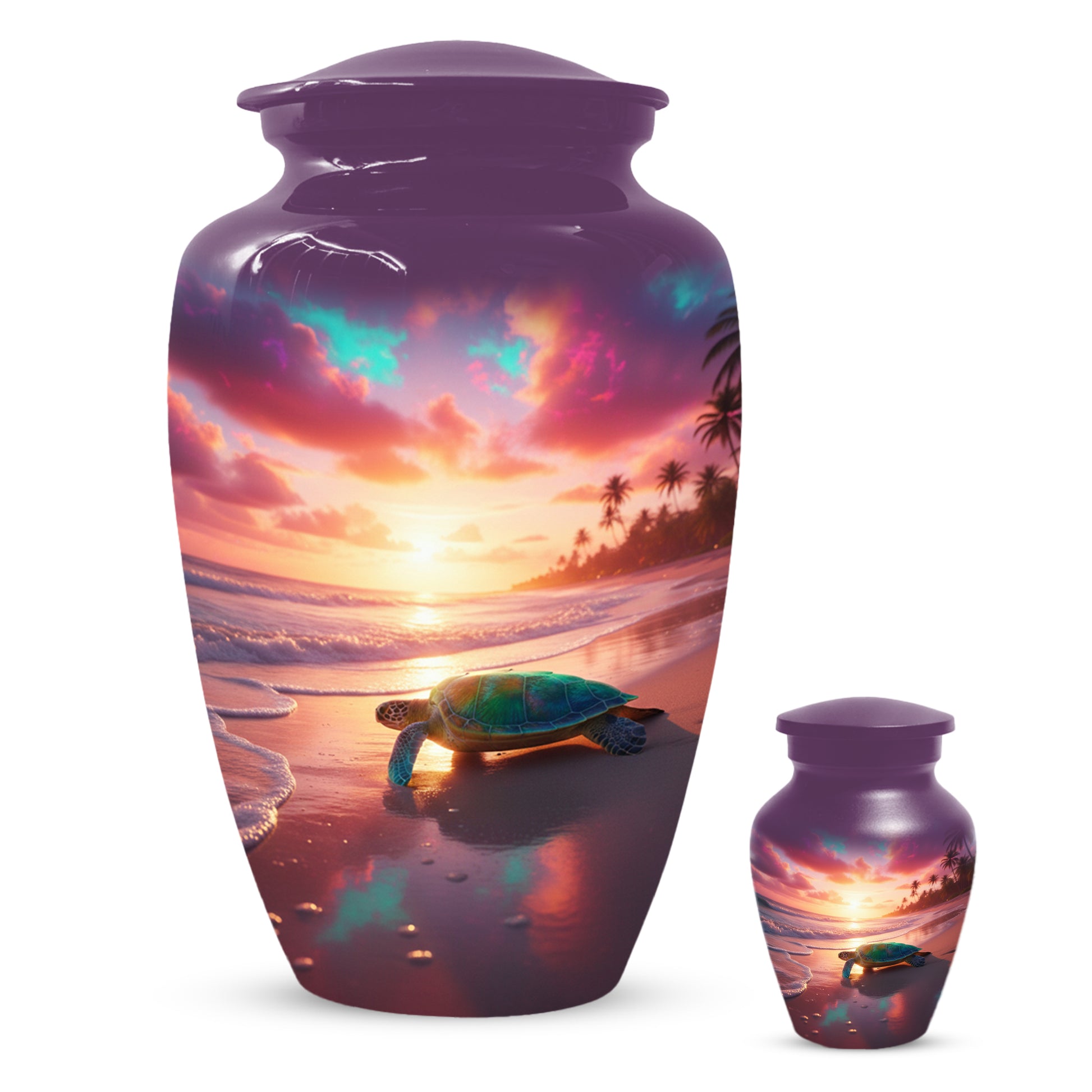 Sea Turtle Urn for Human Ashes | Beach Themed Adult Cremation Urn, Ocean Memorial Urn