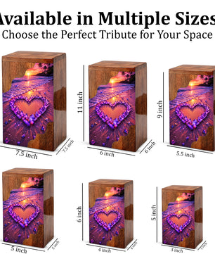 Butterfly Heart Beach Wooden Cremation Urn – Personalized Memorial Urn for Human Ashes