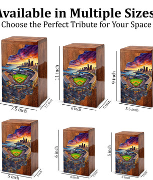 Wooden Cremation Urn – Baseball Stadium Memorial Urn | Custom Wooden Urn for Dad