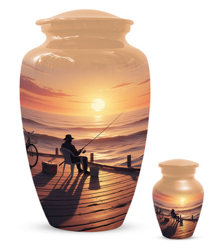 Beautiful Fishing Urn for Dad | Gone Fishing Cremation Urn for Adult & Male Ashes