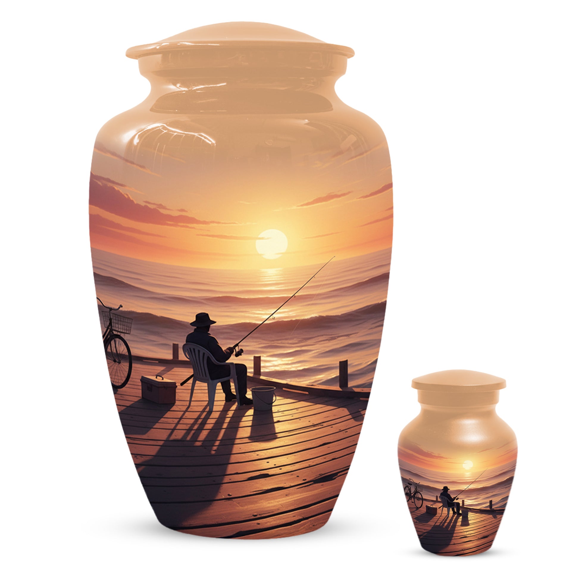 Beautiful Fishing Urn for Dad | Gone Fishing Cremation Urn for Adult & Male Ashes