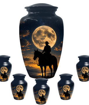 Cowboy Cremation Urn for Dad, Western Horse Memorial Urn for Ashes