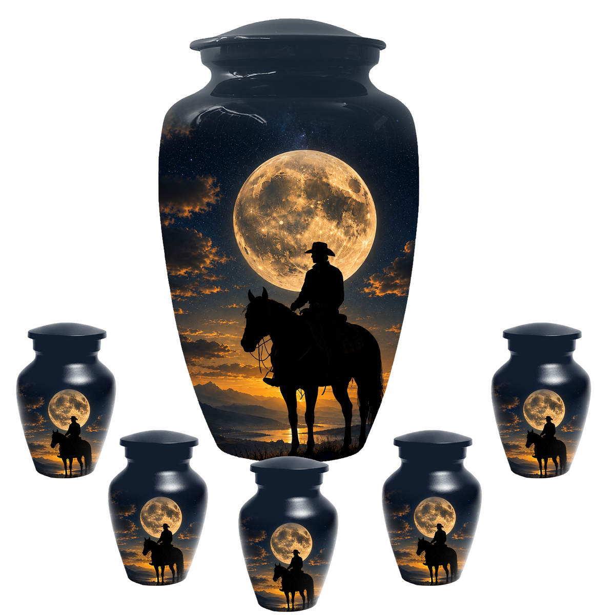 Cowboy Cremation Urn for Dad, Western Horse Memorial Urn for Ashes