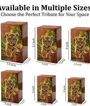 Tiger Wooden Cremation Urn – Strength & Courage Memorial Urn for Human Ashes