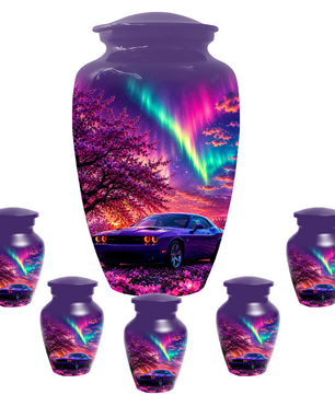 Muscle Car Urn for Human Ashes, Aurora Borealis Cremation Keepsake Urnsfor Dad
