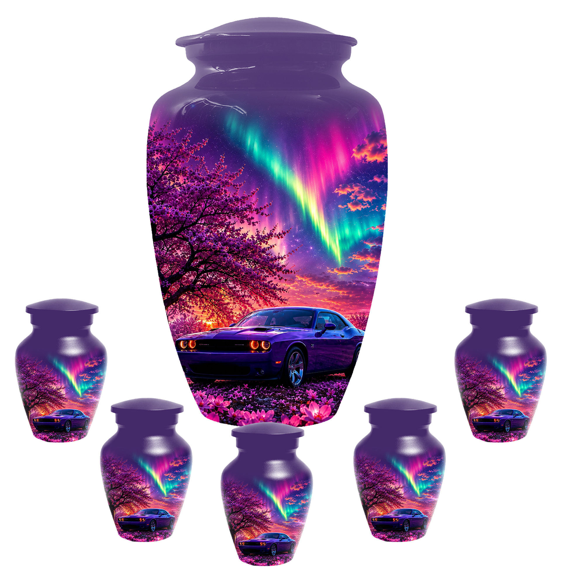 Muscle Car Urn for Human Ashes, Aurora Borealis Cremation Keepsake Urnsfor Dad