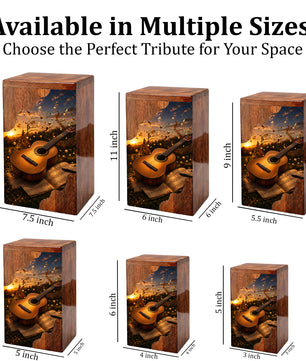 Guitar Wooden Cremation Urn – Music Memorial Urn | Wooden Urn for Human Ashes