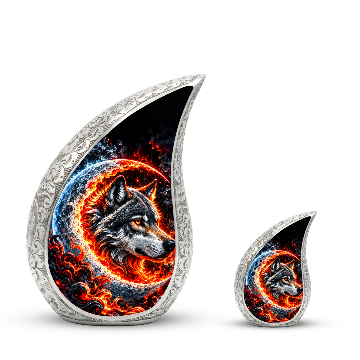 Wolf Cremation Urn for Ashes, Wolf Memorial Urn, Howling Wolf Adult Urn, Wildlife Cremation Urn