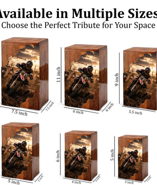 Motorcycle Wooden Cremation Urn for Dad – Personalized Wooden Urn for Human Ashes