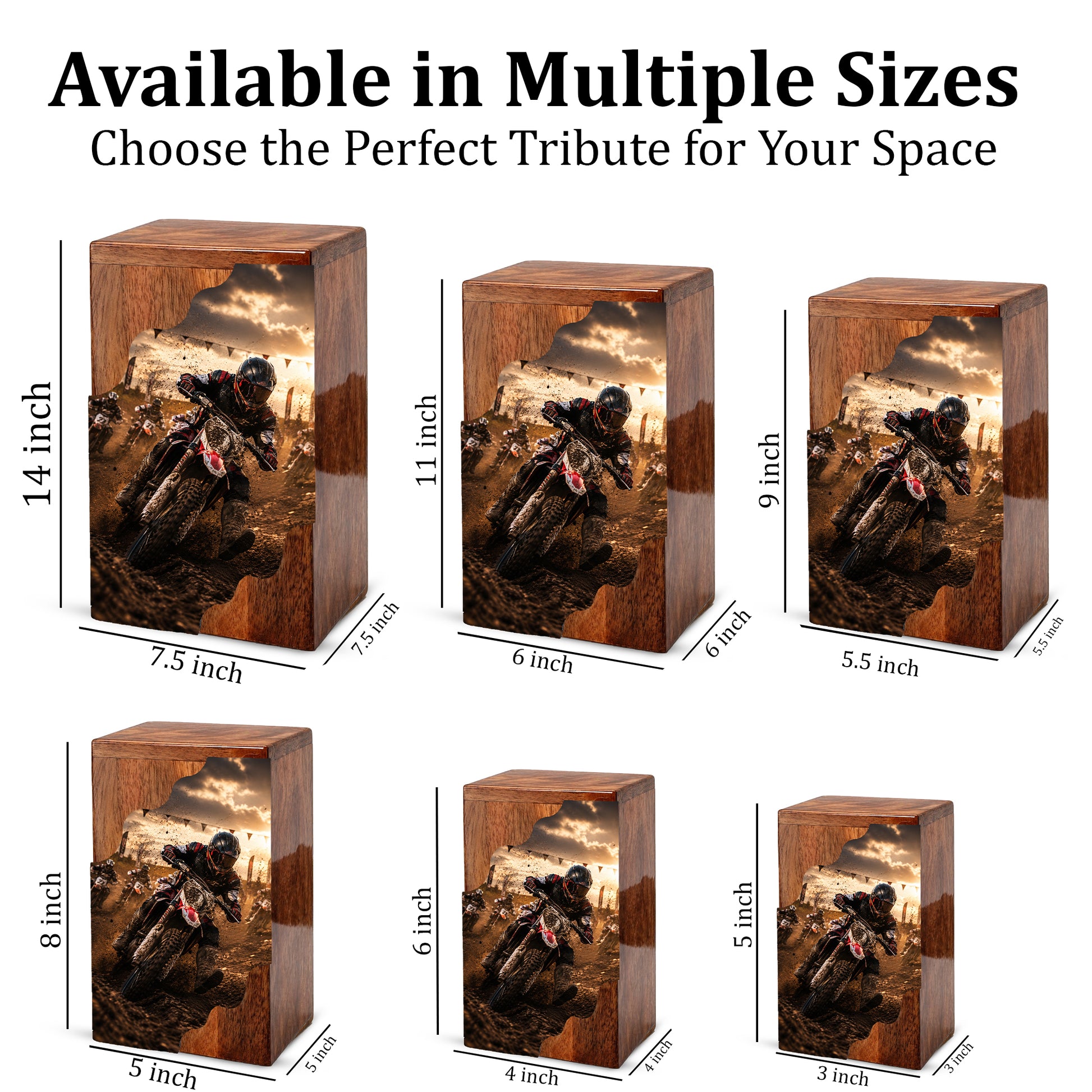 Motorcycle Wooden Cremation Urn for Dad – Personalized Wooden Urn for Human Ashes