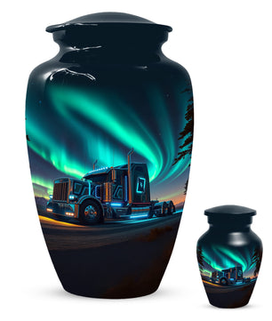 Semi Truck Cremation Urn for Ashes - Personalized Trucker Memorial for Dad | Big Rig Funeral Urns for Adult Male